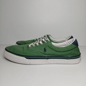 Polo Ralph Lauren Thornton Green Canvas Low Top Sneakers Men Size 10.5 D